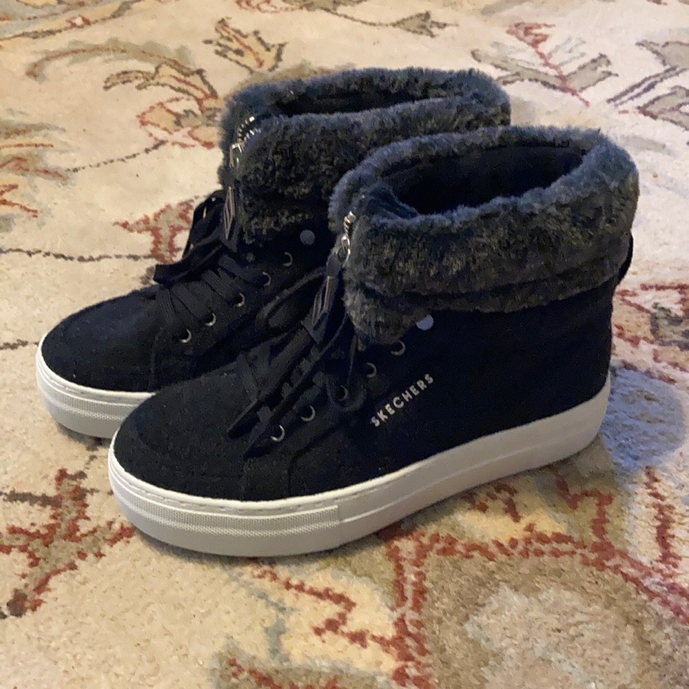 Sketchers boots shoes felt fur awesomeness